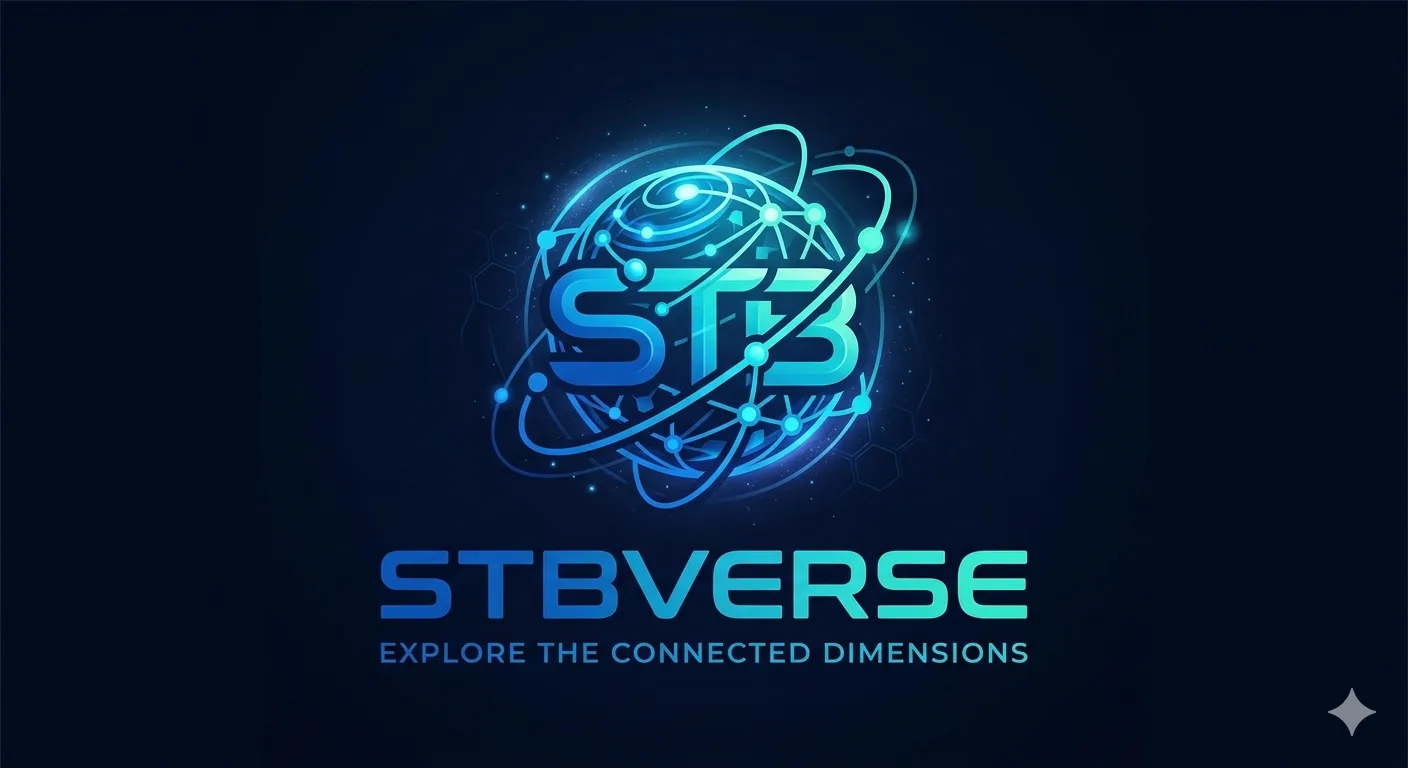 STBVERSE logo floating inside a connected blue dimension