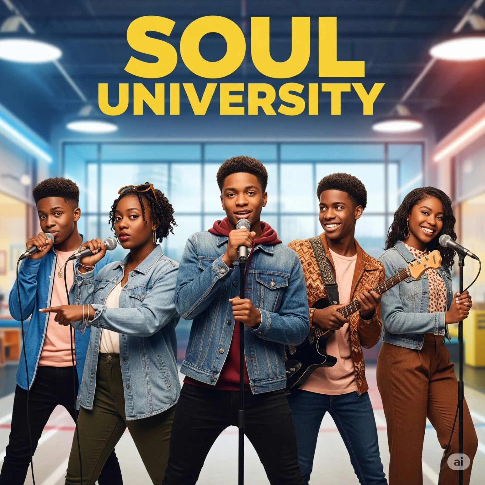 Soul University poster showing young musicians performing together in a school setting.