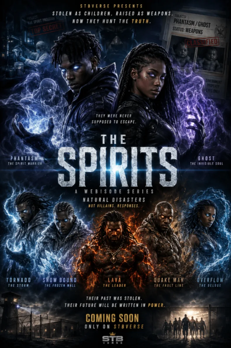The Spirits poster showing supernatural figures and investigators in a dark, action-focused scene.